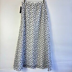 Shani Silk midi maxi skirt 6 polka dot black and white New lined twee holiday